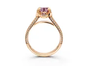 Solitaire Engagement Ring Setting for Fancy Pink Round Cut Center with Accented Split Shank and Prong Head in Rose Gold
