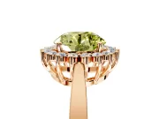 Starburst Halo Engagement Ring Setting for Fancy Yellow Round Cut Center with Flat Cathedral Band and Prong Head in Rose Gold