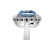 Starburst Halo Engagement Ring Setting for Fancy Blue Asscher Cut Center with Flat Cathedral Band and Prong Head in Platinum