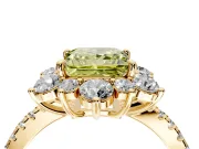 Floral Halo Engagement Ring Setting for Fancy Yellow Princess Cut Center with Pave Accents and Prong Head in Yellow Gold
