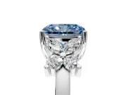 Floral Engagement Ring Setting for Fancy Blue Radiant Cut Center with Marquise Cluster Shoulders and Prong Head in Sterling Silver