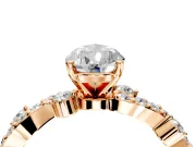 Solitaire Engagement Ring Setting for Pear-Shaped Center with Bar-Station Pave Twist and Prong Head in Rose Gold