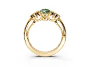 Cluster Engagement Ring Setting for Fancy Green Pear-Shaped Center with Bezel Accent Clusters and Prong Head in Yellow Gold