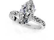 Solitaire Engagement Ring Setting for Marquise Center with Milgrain X Pattern Band and Prong Head in Platinum