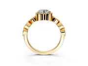 Vintage Station Engagement Ring Setting for Round Cut Center with Accents and Prong Head in Yellow Gold