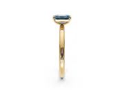 Low-Set Solitaire Engagement Ring Setting for Fancy Blue Emerald Cut Center with Thin Plain Band and Prong Head in Yellow Gold