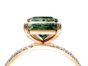 Solitaire Engagement Ring Setting for Fancy Green Princess Cut Center with Pave Accents and Prong Head in Rose Gold