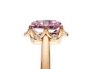 Floral Frame Engagement Ring Setting for Fancy Pink Radiant Cut Center with Accent Clusters and Prong Head in Rose Gold