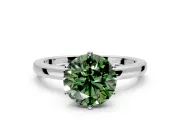 Solitaire Engagement Ring Setting for Fancy Green Round Cut Center with Plain Band and Tulip Prong Head in Sterling Silver