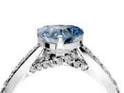 Solitaire Engagement Ring Setting for Fancy Blue Heart-Shaped Center with Crossover Accents and Prong Head in Platinum