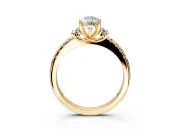 Paired Accent Engagement Ring Setting for Pear-Shaped Center with Pave Band and Prong Head in Yellow Gold