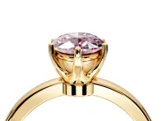 Solitaire Engagement Ring Setting for Fancy Pink Oval Center with Plain Band and Tulip Prong Head in Yellow Gold