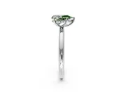 Hidden Halo Engagement Ring Setting for Fancy Green Pear-Shaped Center with Thin Round-Wire Band and Prong Head in White Gold