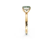 Solitaire Engagement Ring Setting for Fancy Green Radiant Cut Center with Fine Wire Band and Prong Head in Yellow Gold