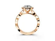 Halo Engagement Ring Setting for Round Cut Center with Pave and Plain Twist Band and Prong Head in Rose Gold