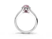 Halo Engagement Ring Setting for Fancy Pink Pear-Shaped Center with Knife Ridge Cathedral Band and Prong Head in White Gold