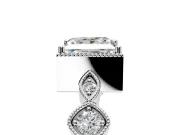 Vintage Station Engagement Ring Setting for Princess Cut Center with Accents and Prong Head in White Gold