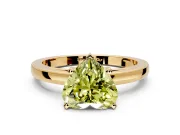 Solitaire Engagement Ring Setting for Fancy Yellow Heart-Shaped Center with Basket Rail and Prong Head in Yellow Gold