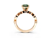 Solitaire Engagement Ring Setting for Fancy Green Radiant Cut Center with Milgrain Bezel Accents and Prong Head in Rose Gold
