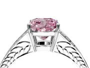 Split Shank Engagement Ring Setting for Fancy Pink Cushion Cut Center with Pave Split Shank and Prong Head in Sterling Silver