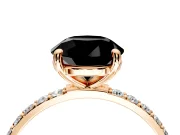 Solitaire Engagement Ring Setting for Fancy Black Round Cut Center with Pave Accents and Prong Head in Rose Gold