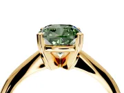 Solitaire Engagement Ring Setting for Fancy Green Cushion Cut Center with Knife Ridge Band and Claw Prong Head in Yellow Gold