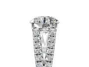 Solitaire Engagement Ring Setting for Round Cut Center with Pave Split Shank and Prong Head in Platinum