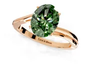 Solitaire Engagement Ring Setting for Fancy Green Oval Center with Plain Bypass Twist Band and Prong Head in Rose Gold