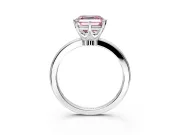 Solitaire Engagement Ring Setting for Fancy Pink Asscher Cut Center with Plain Band and Tulip Prong Head in Sterling Silver