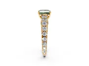 Solitaire Engagement Ring Setting for Fancy Green Princess Cut Center with Pave Cathedral Shoulders and Prong Head in Yellow Gold