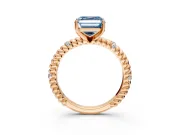 Rope Engagement Ring Setting for Fancy Blue Asscher Cut Center with Accent Shoulders and Prong Head in Rose Gold