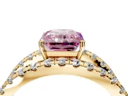 Solitaire Engagement Ring Setting for Fancy Pink Radiant Cut Center with Wide-Open Split Shank and Prong Head in Yellow Gold