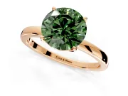 Solitaire Engagement Ring Setting for Fancy Green Round Cut Center with Thin Rounded Plain Band and Prong Head in Rose Gold