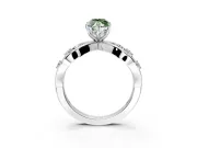 Solitaire Engagement Ring Setting for Fancy Green Marquise Center with Criss-Cross Accent Band and Prong Head in Sterling Silver