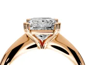 Solitaire Engagement Ring Setting for Princess Cut Center with Reverse Tapered Band and Prong Head in Rose Gold