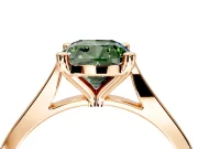 Solitaire Engagement Ring Setting for Fancy Green Cushion Cut Center with Tapered Shoulders and Prong Head in Rose Gold