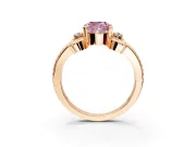 Solitaire Engagement Ring Setting for Fancy Pink Cushion Cut Center with Twisted Band and Scroll Prong Head in Rose Gold