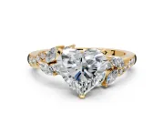 Solitaire Engagement Ring Setting for Heart-Shaped Center with Marquise Accent Twist Band and Prong Head in Yellow Gold