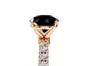 Open Basket Engagement Ring Setting for Fancy Black Round Cut Center with Pave Band and Prong Head in Rose Gold