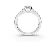 Bezel Engagement Ring Setting for Emerald Cut Center with Wide Channel-Set Band and Bezel Head in Sterling Silver