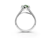 Solitaire Engagement Ring Setting for Fancy Green Marquise Center with Accented Split Shank and Prong Head in White Gold