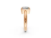 Halo Engagement Ring Setting for Princess Cut Center with Tapered Plain Band and Prong Head in Rose Gold