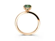 Solitaire Engagement Ring Setting for Fancy Green Cushion Cut Center with Thin Rounded Plain Band and Prong Head in Rose Gold