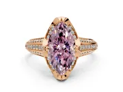 Solitaire Engagement Ring Setting for Fancy Pink Marquise Center with Accented Split Shank and Prong Head in Rose Gold
