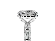 Solitaire Engagement Ring Setting for Oval Center with Shared-Prong Accents and Prong Head in White Gold