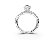 Solitaire Engagement Ring Setting for Marquise Center with Woven 3-Strand Pave Band and Prong Head in Sterling Silver