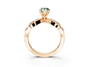 Solitaire Engagement Ring Setting for Fancy Green Pear-Shaped Center with Criss-Cross Accent Band and Prong Head in Rose Gold