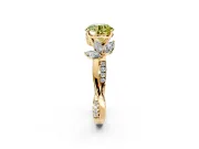 Floral Engagement Ring Setting for Fancy Yellow Round Cut Center with Trailing Marquise Accents and Prong Head in Yellow Gold