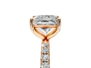 Solitaire Engagement Ring Setting for Princess Cut Center with Micro Pave Band and Prong Head in Rose Gold