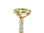 Solitaire Engagement Ring Setting for Fancy Yellow Pear-Shaped Center with Fine Pave Accents and Prong Head in Yellow Gold